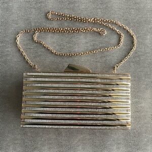Gold Metallic and Rhinestone Evening clutch